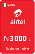 Ricarica  Airtel Nigeria 3.000,00 NGN