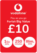 Recharge Forfait Vodafone Royaume-Uni 10,00 £GB