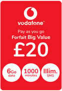 Recharge Forfait Vodafone Royaume-Uni 20,00 £GB