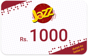 Ricarica  Jazz Pakistan 1.000,00 PKR