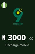 Recharge 9Mobile Nigéria 3 000,00 NGN