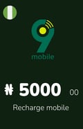 Recharge 9Mobile Nigéria 5 000,00 NGN