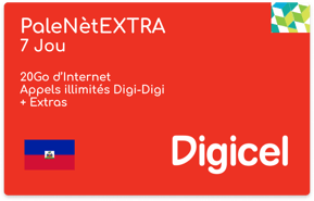 Forfait Digicel Haïti PaleNètEXTRA 7 jou 20GB