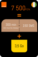 Recharge Orange Côte d'Ivoire 3,5Go d'Internet + Appels et SMS
