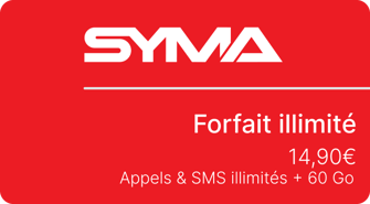 Forfait Syma unlimited SMS/MMS + 70Gb of Internet