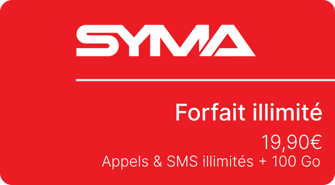 Forfait Syma unlimited SMS/MMS + 100Gb of Internet