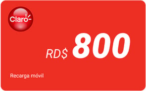 Recarga mòvil RD$ 800 Claro