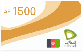 Recarga Etisalat Afganistán 1500 AFN