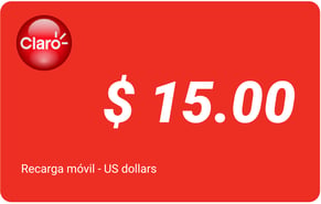 Recarga mòvil 15 US dollars Claro