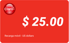 Recarga mòvil 25 US dollars Claro