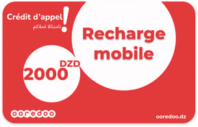 Recharge Ooredoo Algérie 2 000,00 DZD