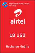 Recharge Airtel Rép. Dém. du Congo 18,00 $US
