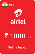 Ricarica  Airtel India 1000,00 INR