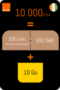 Recharge Orange Côte d'Ivoire 10Go d'Internet + Appels et SMS