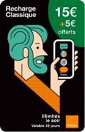 Mobicarte Orange Classique 15€ + 5€ offerts