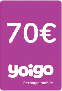 Ricarica  Yoigo Spagna 70,00 €