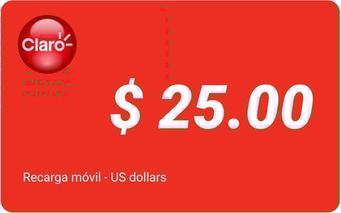 Recarga mòvil 25 US dollars Claro