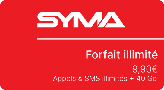 Forfait Syma SMS/MMS illimités + 50Go d'Internet